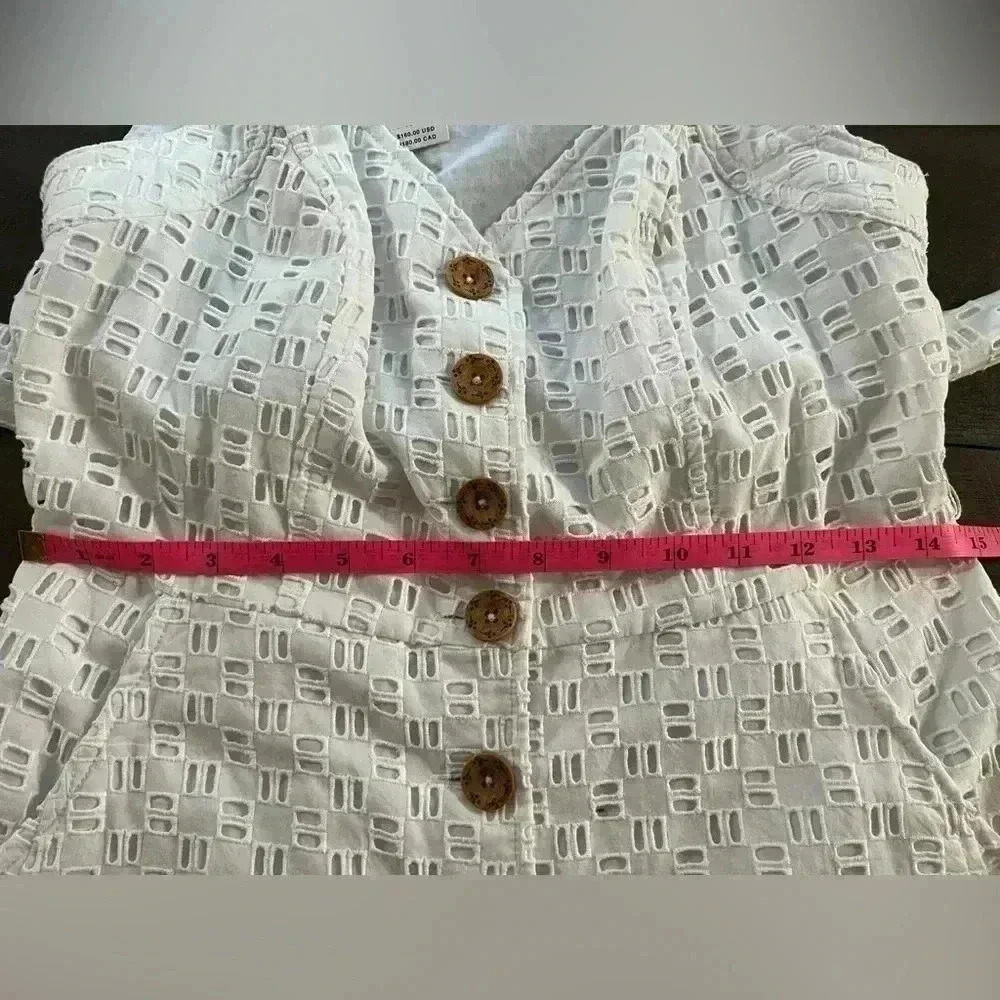 NWT Anthropologie Women’s Ivory Eyelet Lace Belted Romper - Size 4 - Picture 7 of 12